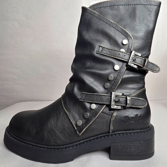 NWT Blowfish Malibu Venice Black Distressed Vegan Faux Leather Boots - Picture 5 of 6